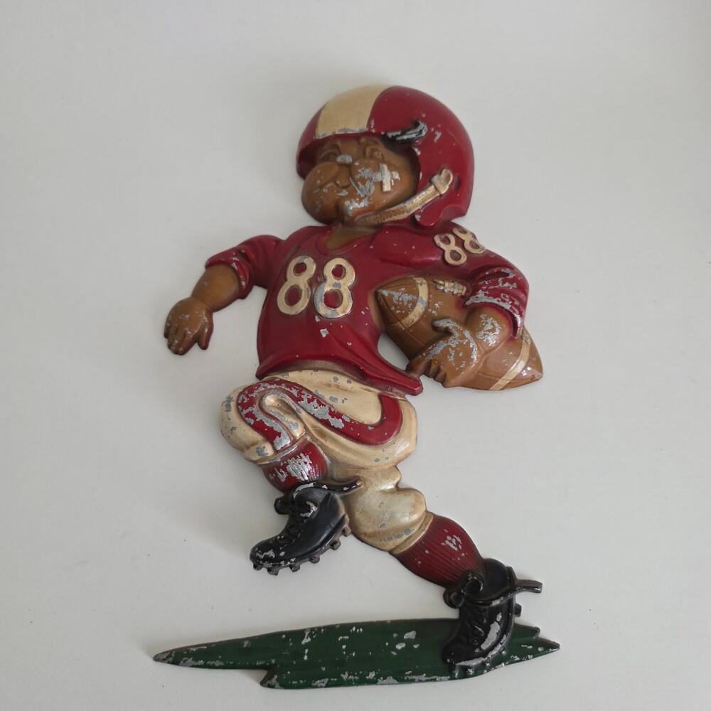 Vintage Homco 1976 Football Player #88 Wall Plaque Cast Metal Decor